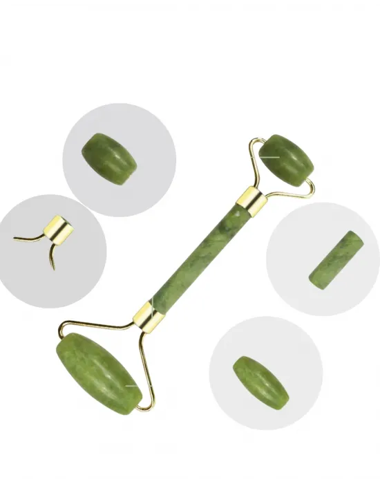 Jade Roller Ve Gua Sha Taşı Yüz Bakım Masaj Seti