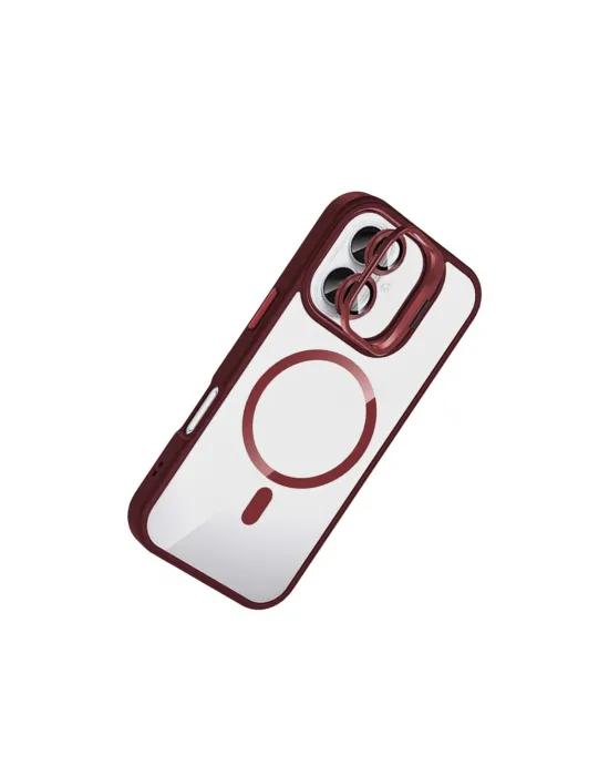 Joko Apple İphone 16 Remim Lensli Magsafe Standlı Kapak - Bordo