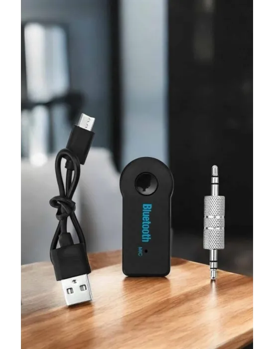 Kablosuz Bluetooth Aux Araç Kiti Siyah Hafıza Kartlı