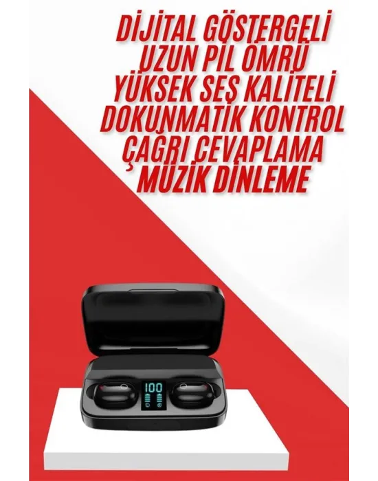 Kablosuz Bluetooth Kulaklık Android Ve İos Uyumlu Led Göstergeli Powerbankli