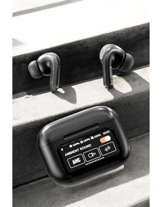 Kablosuz Bluetooth Kulaklık Ekranlı Uzun Şarj Süreli Anc Destekli