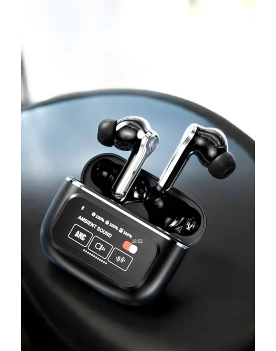 Kablosuz Bluetooth Kulaklık Ekranlı Uzun Şarj Süreli Anc Destekli