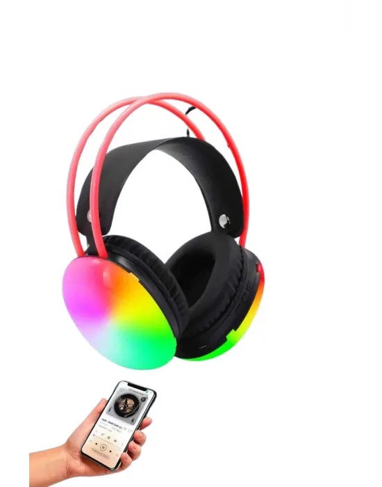 Kablosuz Bluetooth Kulaklık Rgb Işıklı Kulak Üstü 5.3 Bluetooth Bağlantılı