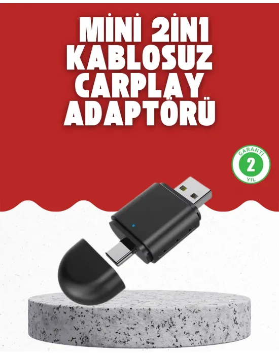 Kablosuz Carplay Dönüştürücü – Akıllı Tak & Çalıştır Araç Adaptörü