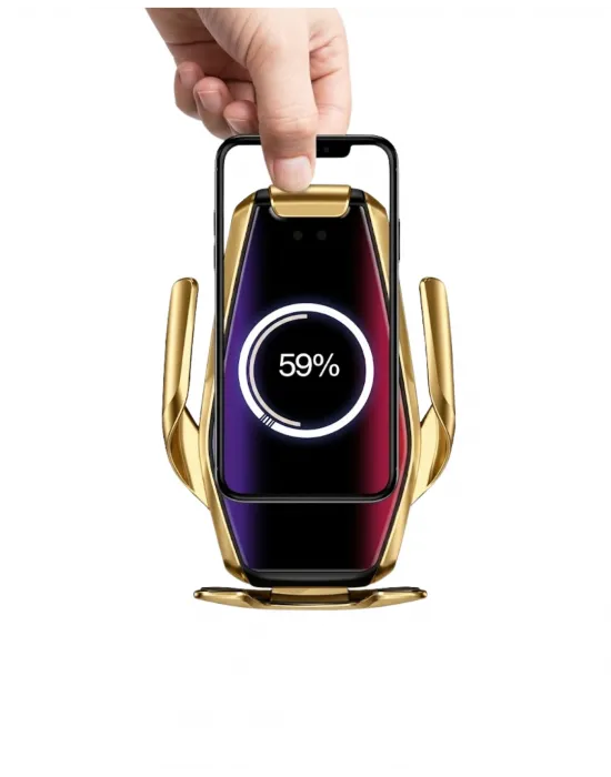 Kablosuz Şarjlı Araç Telefon Tutucu Sensörlü Otomatik Kilit 360 Derece Döner