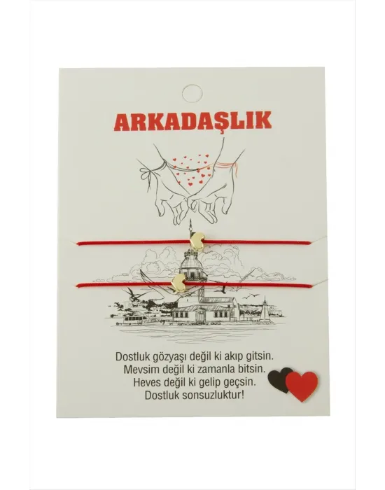 Kalp Arkadaşlık İp Bileklik 2 Adet
