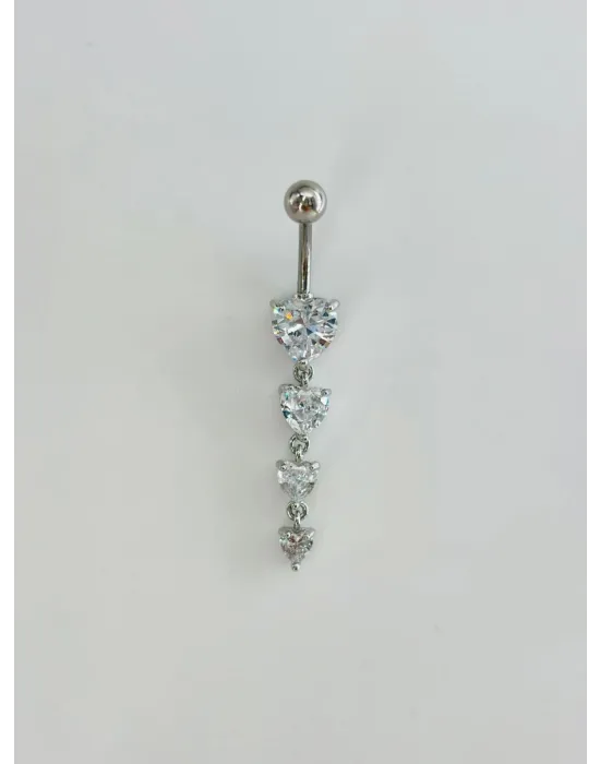 Kalp Detaylı Sallantılı Göbek Piercing - Pg0137