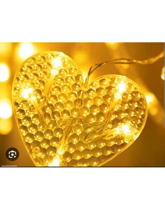 Kalp Perde Led 3m 6 Sıra 12 Adet Kalp Led Işık Gün Işığı