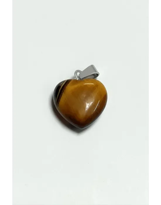 Kaplangözü Kalpli Doğaltaş Kolye Ucu Küçük 1,5 cm