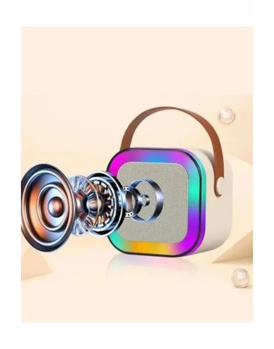 Karaoke Kablosuz Hoparlör Mikrofonlu Rgb Işıklı Bluetooth Speaker Tf Kart/usb Siyah