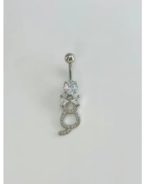 Kedi Detaylı Göbek Piercing - Pg0138
