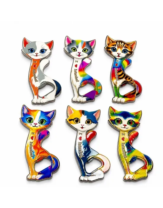 Kedi Tasarımı İstanbul Temalı Buzdolapı Süsü Magnet Alk5409