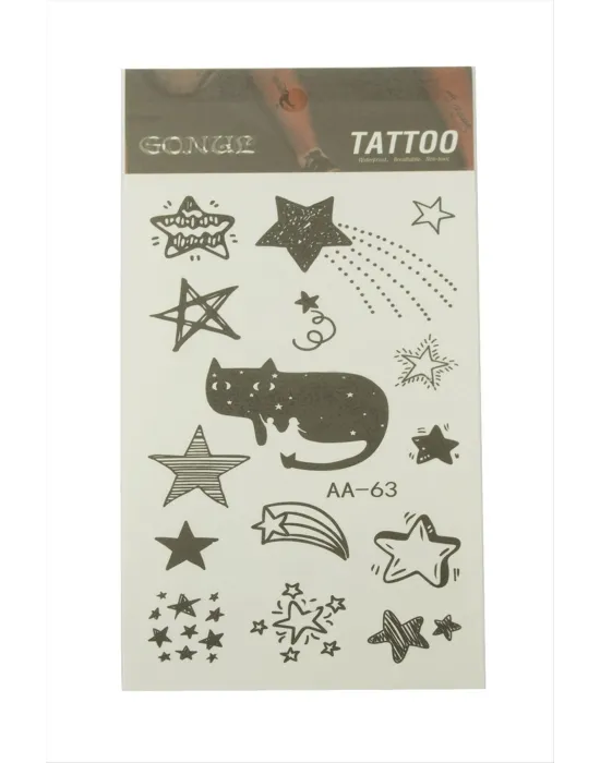 Kedi Yıldız Tattoo Dövme Sticker