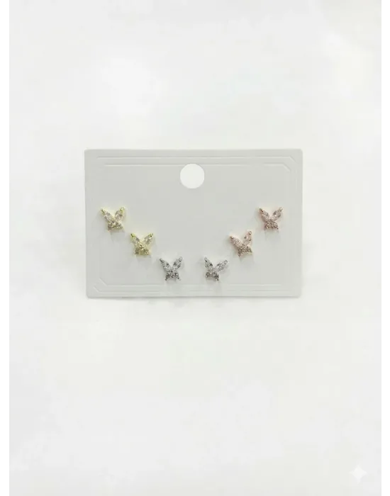 Kelebek Detaylı Altılı Küpe - Kp00607