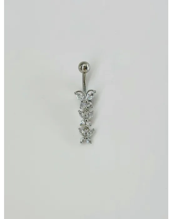 Kelebek Detaylı Sallantılı Göbek Piercing - Pg0076