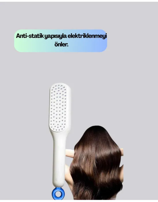 Kendini Temizleyen Ergonomik Saç Tarağı – Abs Gövde, Silikon Diş