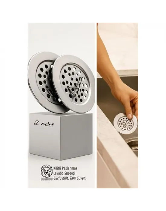 Kilitlenebilir Metal Lavabo Evye Süzgeci 2 ADET 721234