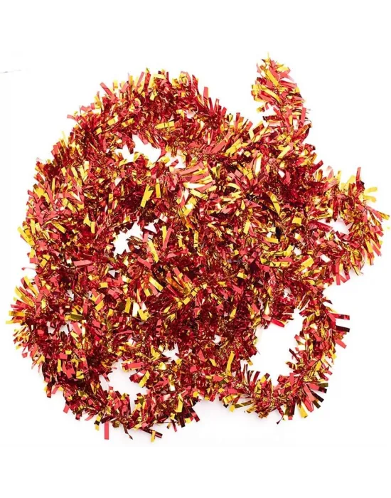 Kırmızı Altın Renk 4 Cm Genişlik Garland Çift Renk Sim Süs 180 Cm