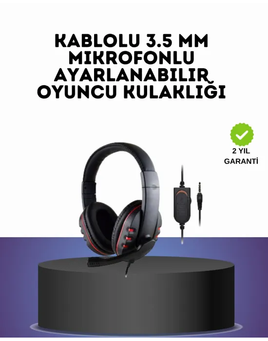 Kırmızı Gaming Headset Mikrofonlu Sağlam Kablolu Konforlu