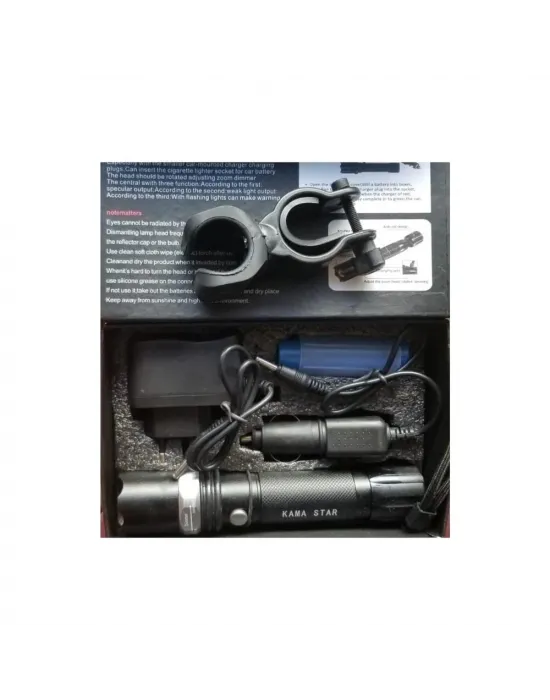 Km-110 Profesyonel Şarjlı El Feneri Ledli+flashlight+zoom Özellikli  Aparatlı 6 Parça Full Set