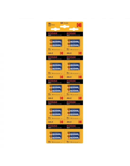 Kodak 20 Adet Max Super Alkalin 2’li Ayrılabilir Kartela Kalem Pil