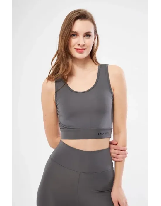 Kolsuz Dalgiç Baskılı Crop - Füme
