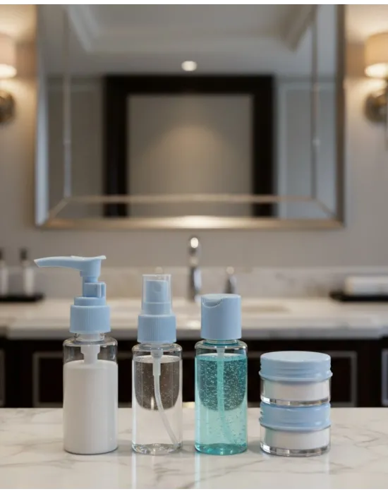 Kompakt 5’li Seyahat Banyo Şişe Takımı Çantalı