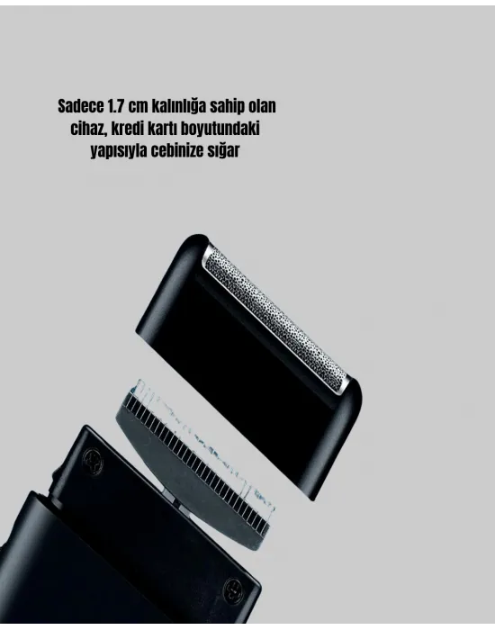 Kompakt Şarjlı Tıraş Makinesi Çift Yönlü Bıçaklı 45 Dakika Kullanım Süreli
