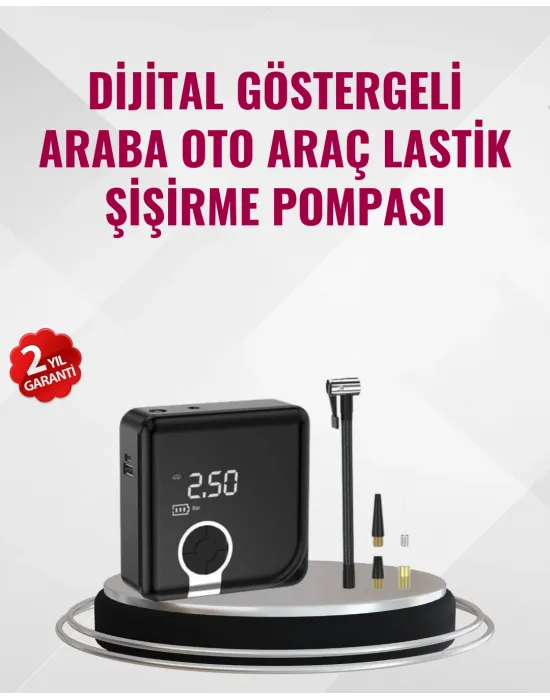 Kompakt Tasarımlı Led Işıklı Taşınabilir Hava Kompresörü