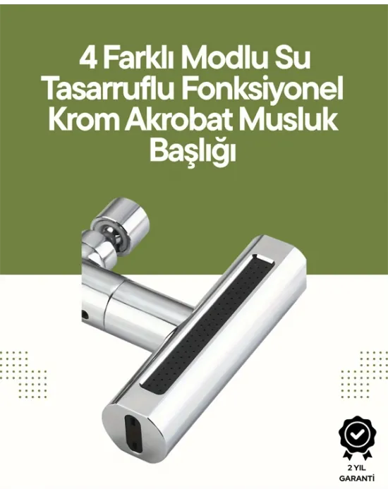 Krom Musluk Başlığı | 4ü 1 Arada Su Çıkışı | Kolay Montajlı