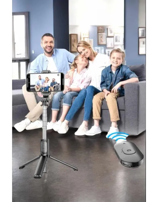 Kumandalı Tripod Telefon Tutucu Selfie Çubuğu 360 Derece Dönebilen