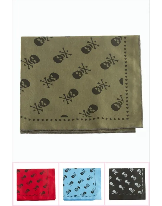 Kuru Kafa Desenli Keten Bandana 50*50