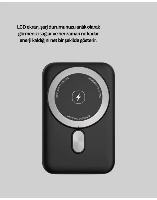 Lcd Ekranlı Kablosuz Powerbank Type C Ve Usb Çıkışlı