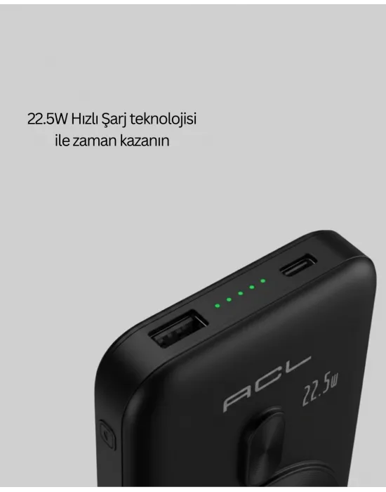 Lcd Ekranlı Kablosuz Powerbank Type C Ve Usb Çıkışlı