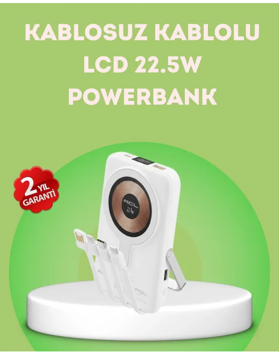 Lcd Göstergeli Manyetik Powerbank Type C Usb Girişli