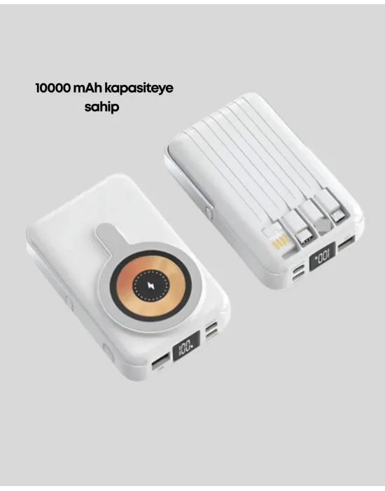 Lcd Göstergeli Manyetik Powerbank Type C Usb Girişli