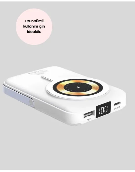 Lcd Göstergeli Manyetik Powerbank Type C Usb Girişli