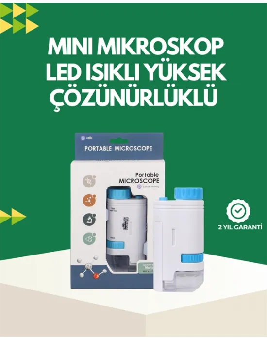 Led Aydınlatmalı 80–200 Kat Büyütmeli Cep Mikroskop