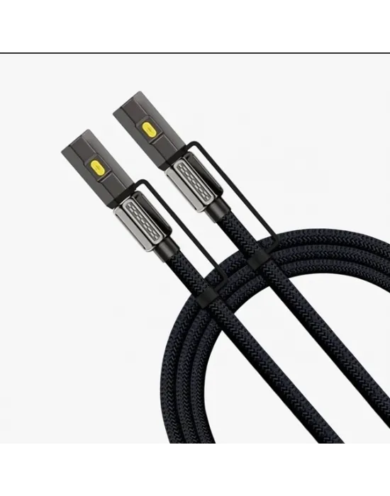 Led Fener Ve Alevsiz Çakmak Fonksiyonlu Type-c Şarj Ve Data Kablosu 120 Cm Siyah