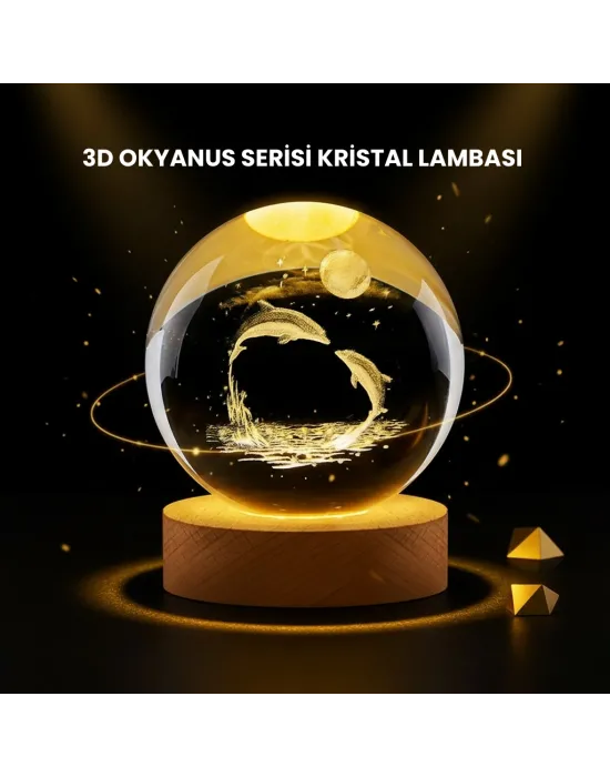 Led Işıklı Yunus Küre Ahşap Standlı Modern Dekoratif Aksesuar