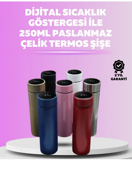 Led Sıcaklık Ölçerli 250 Ml Yalıtımlı Termos Şişe