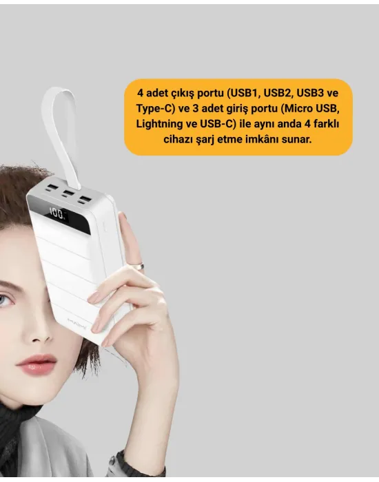 Lightning Ve Type-c Girişli 50000mah Powerbank