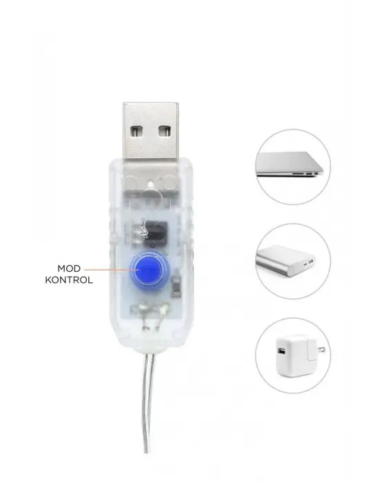 Lw-7 300 Ledli 10 Sarkıt Perde Led Işık, 8 Modlu Uzaktan Kumandalı, 3x3 Metre Peri Telli Led