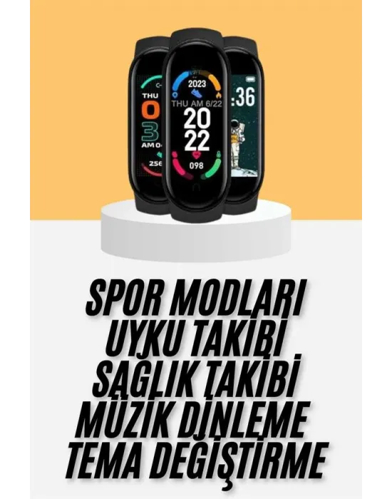 M6 Akıllı Bileklik Siyah Adımsayar Spor Takibi Android Ve İos Uyumlu
