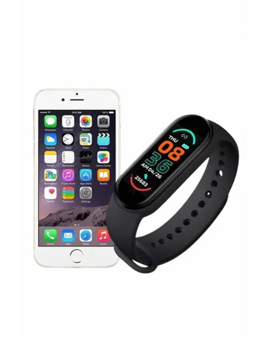 M6 Akıllı Bileklik Siyah Adımsayar Spor Takibi Android Ve İos Uyumlu