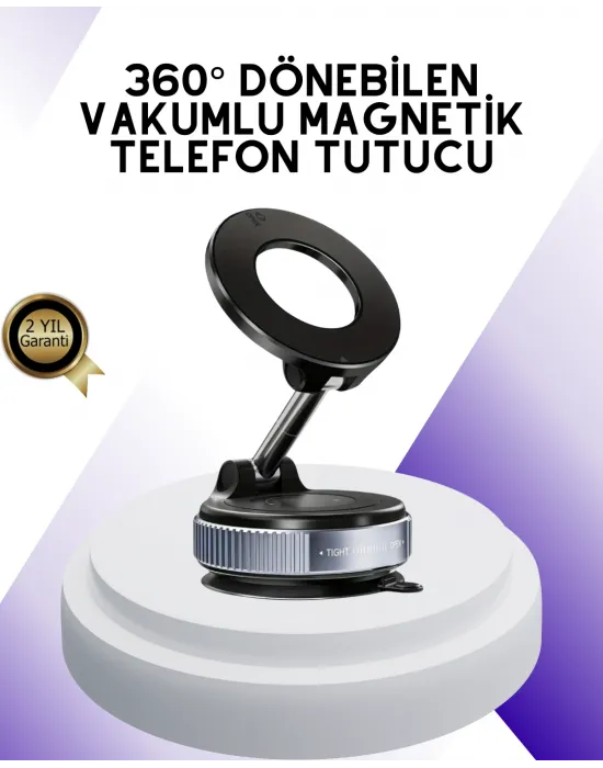 Manyetik Araç Telefon Tutucu 360 Derece Dönebilen Vakumlu Stand