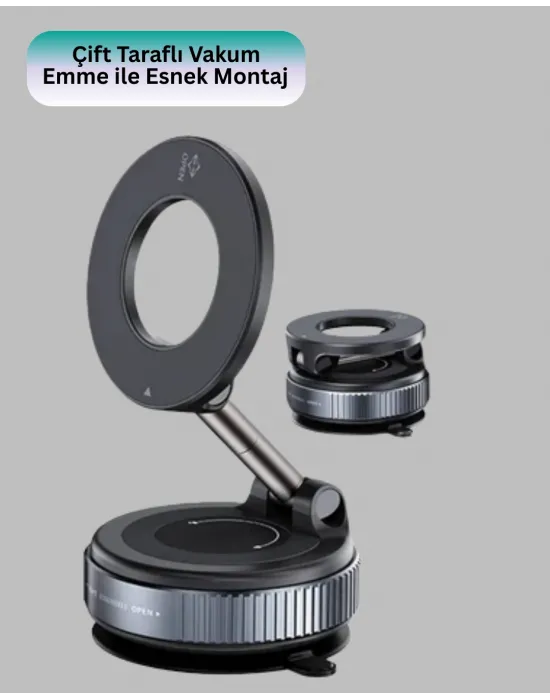 Manyetik Araç Telefon Tutucu 360 Derece Dönebilen Vakumlu Stand