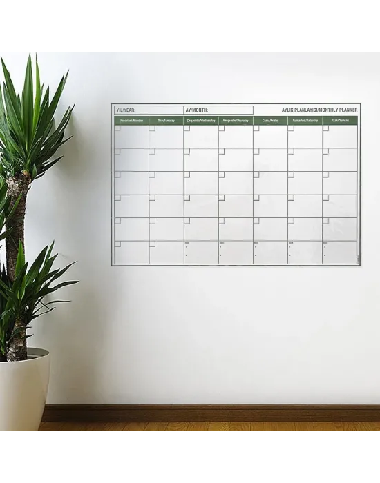 Manyetik Yapışkanlı Bir Aylık Program Planlayıcı Takvim 85x56 Cm