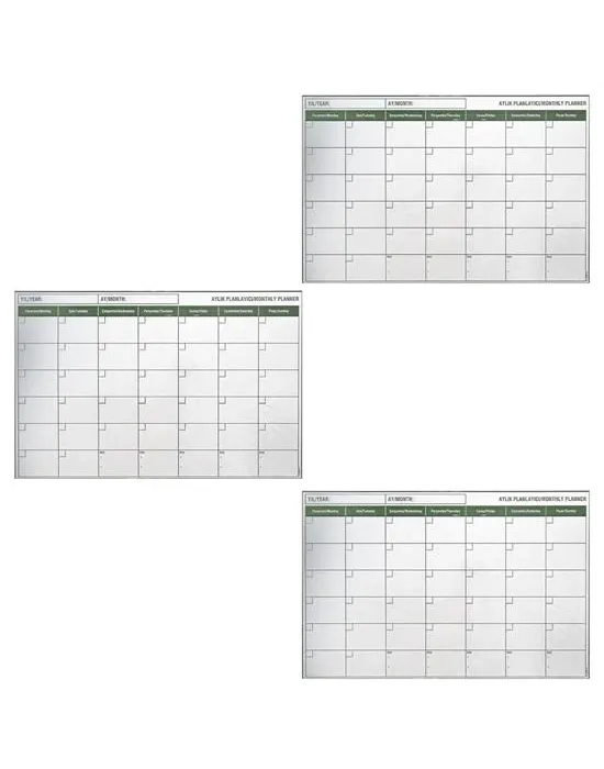 Manyetik Yapışkanlı Bir Aylık Program Planlayıcı Takvim 85x56 Cm