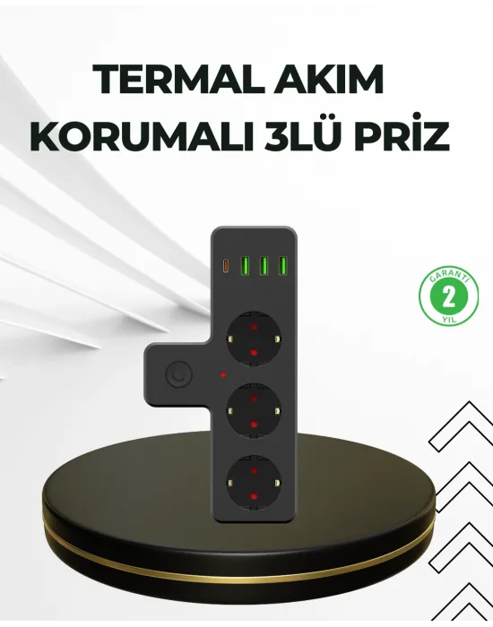 Masa Üstü Çoklu Priz Usb Ve Type-c Çıkışlı Güç Dağıtıcı